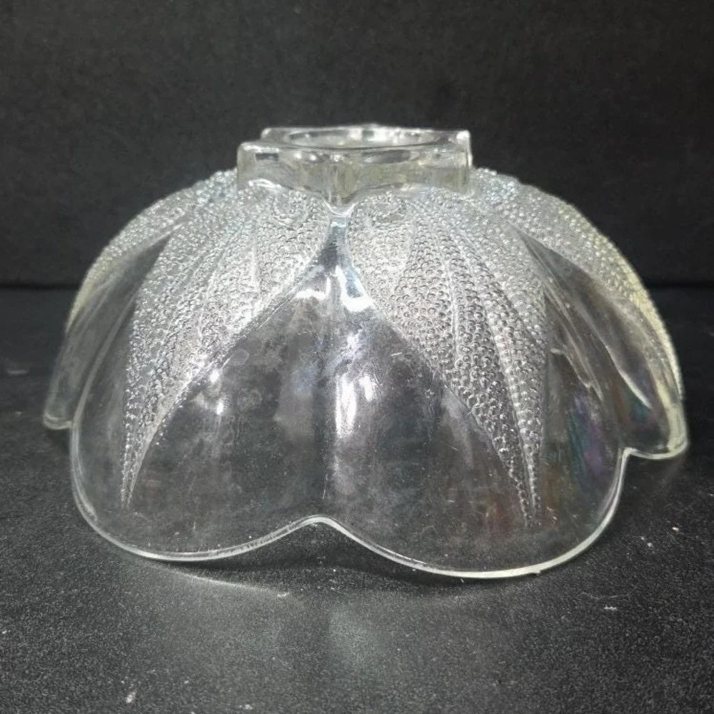 Indiana Glass‎ Clear Trinket Dish, Vintage Leaf Design Candy Bowl, Centerpiece
